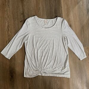 Chico’s 1 (USA size M) black and white stripes 3/4 sleeve.